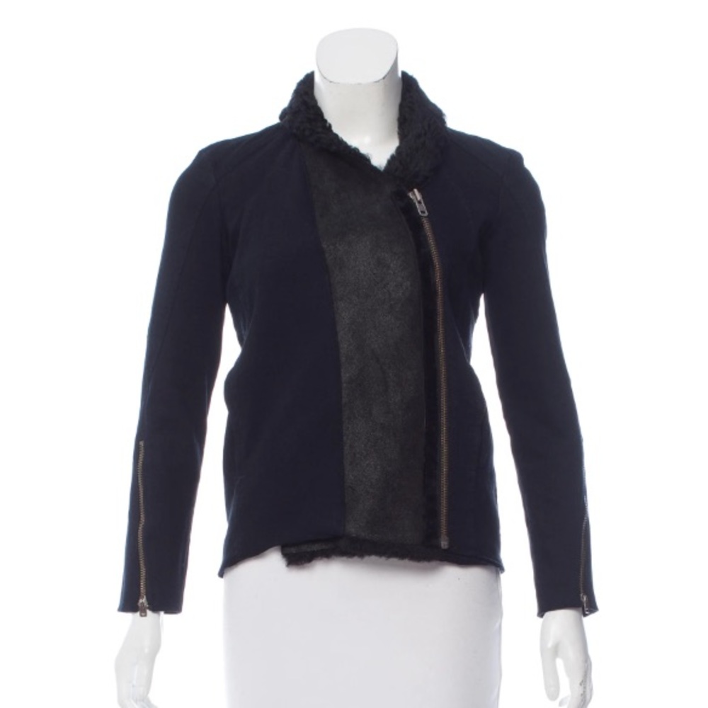 Helmut Lang fur-trimmed denim jacket